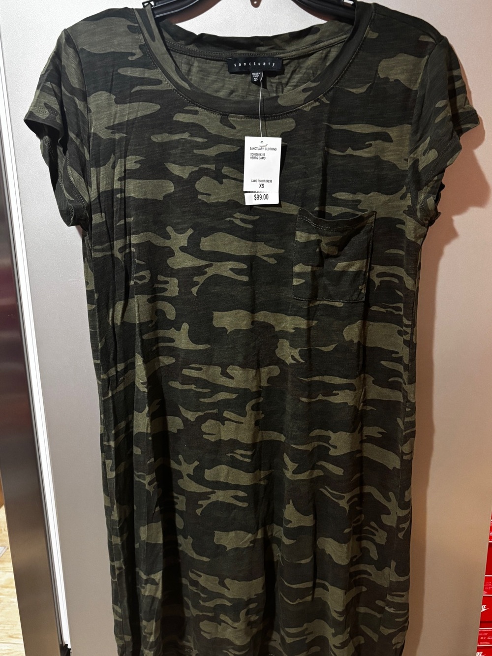 Size Extra Small- Sanctuary Camo Pocket TShirt Dress Green Khaki Army